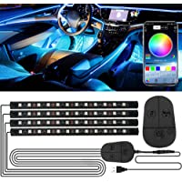 Luz Interior Coche- RGB Tiras LED con APP y Controlador- Impermeable 48 LED Luces para Coche- Multi DIY Color Música…
